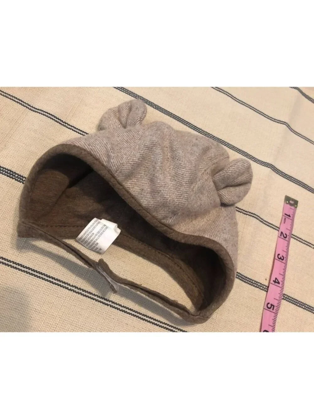 Two Tone Brown Baby Bear Hat Polyester & Wool Blend